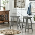 thumbnail image 1 of Weston Home Ashby Saddle Seat Backless Wood Counter Stools, Set of 2, Antique Grey, 1 of 2