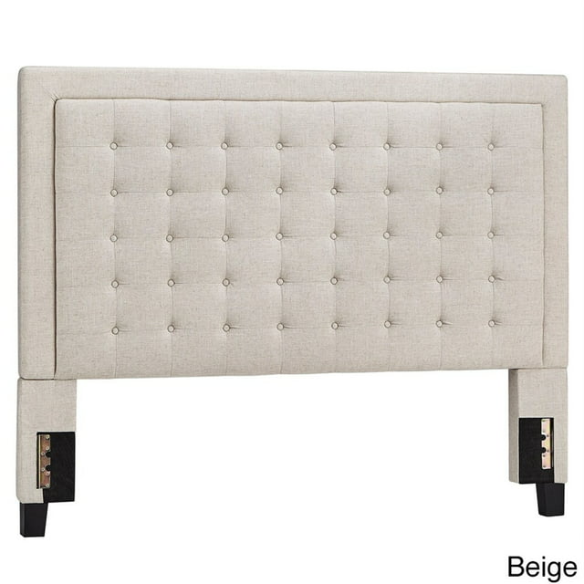 Weston Home Aurelia Square Button-Tufted Upholstered King Headboard, Beige