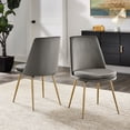 thumbnail image 1 of Weston Home Aurthur Upholstered Dining Chairs, Set of 2, Grey Velvet, Brushed Gold Legs, 1 of 10