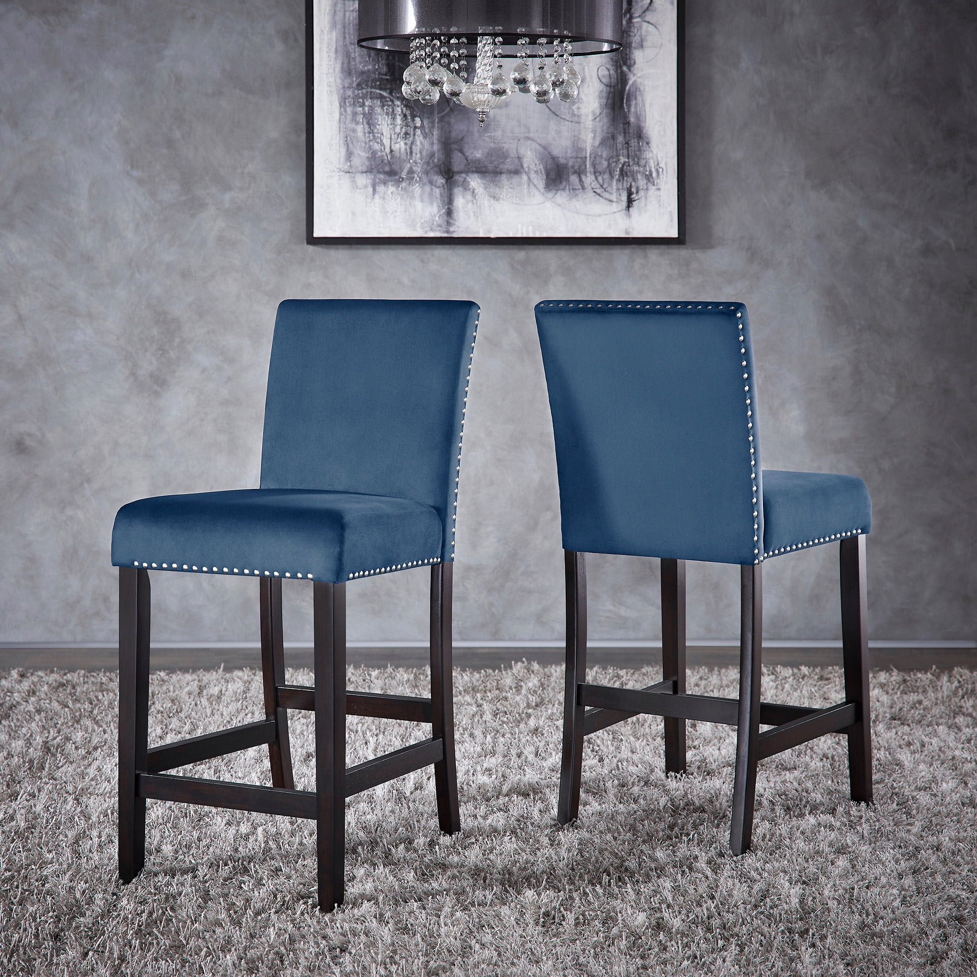 Weston Home Banford Nailhead Velvet Upholstered 26" Counter Height ...