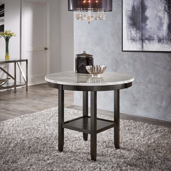 Weston Home Banford White Faux Marble Counter Height Round Table, 42" Table