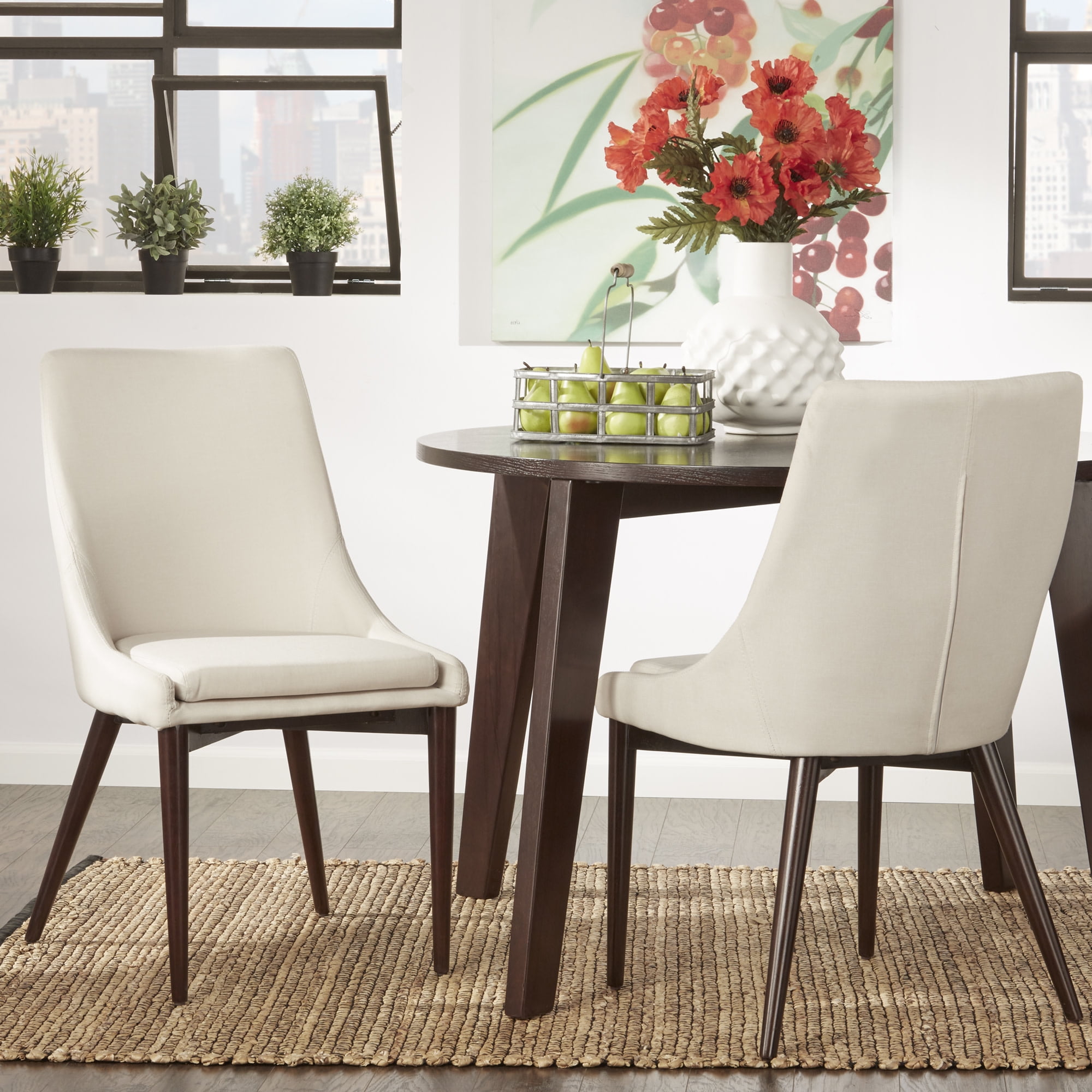 Weston Home Baxter Mid-Century Modern Dining Chair, White (Set of 2)