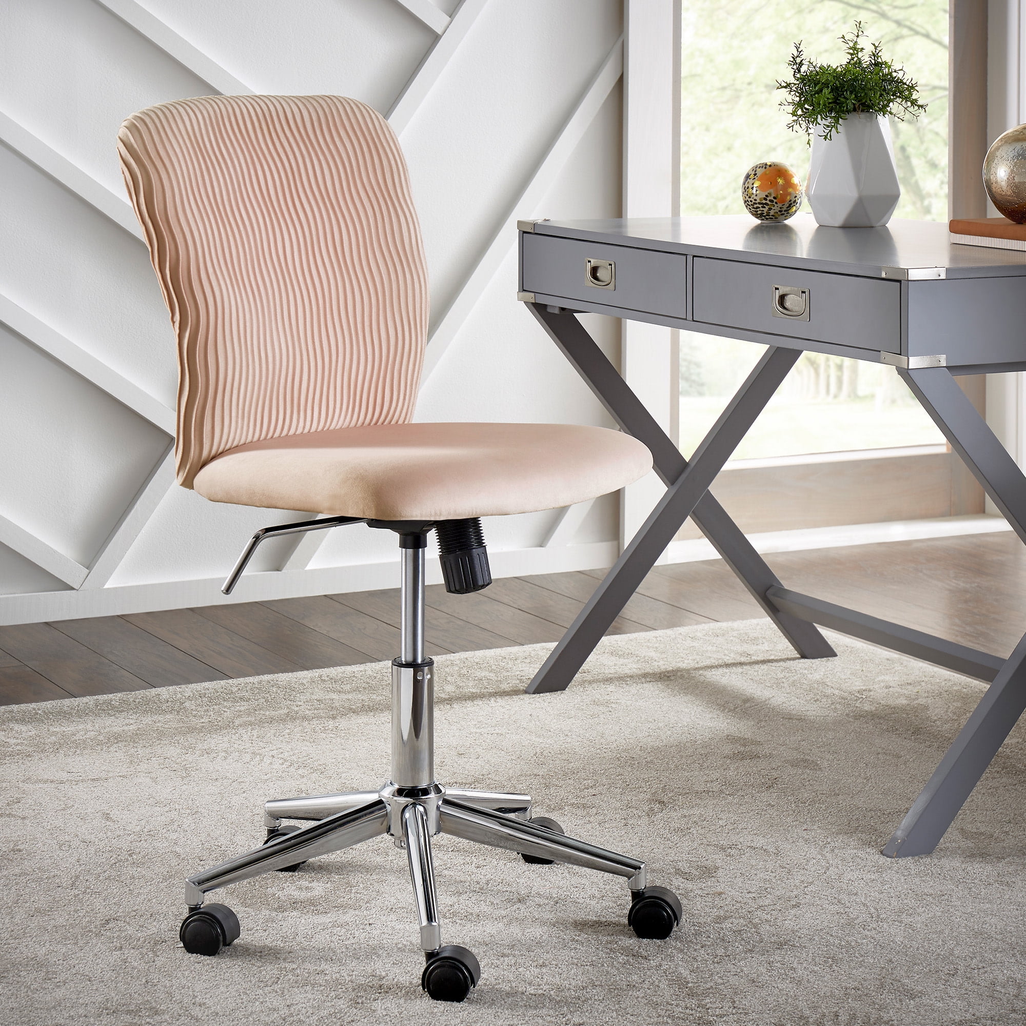 Weston Home Bold 14.57 in Task Chair with Adjustable Height & Swivel, 250 lb. Capacity, Blush Pink
