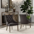 thumbnail image 1 of Weston Home Bolton Curved Tufted Back Dining Chairs, Set of 2, Dark Grey Linen, Grey Finish, 1 of 8