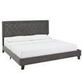 thumbnail image 1 of Weston Home Brielle Black Finish Frame with Velvet Upholstered Platform Bed, King, Grey, 1 of 12