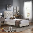 thumbnail image 1 of Weston Home Brielle Black Finish Frame with Velvet Upholstered Platform Twin Bed, Cream, 1 of 12