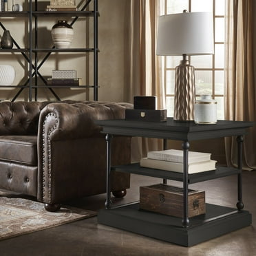 Weston Home Cabana Accent Storage Side Table, Black