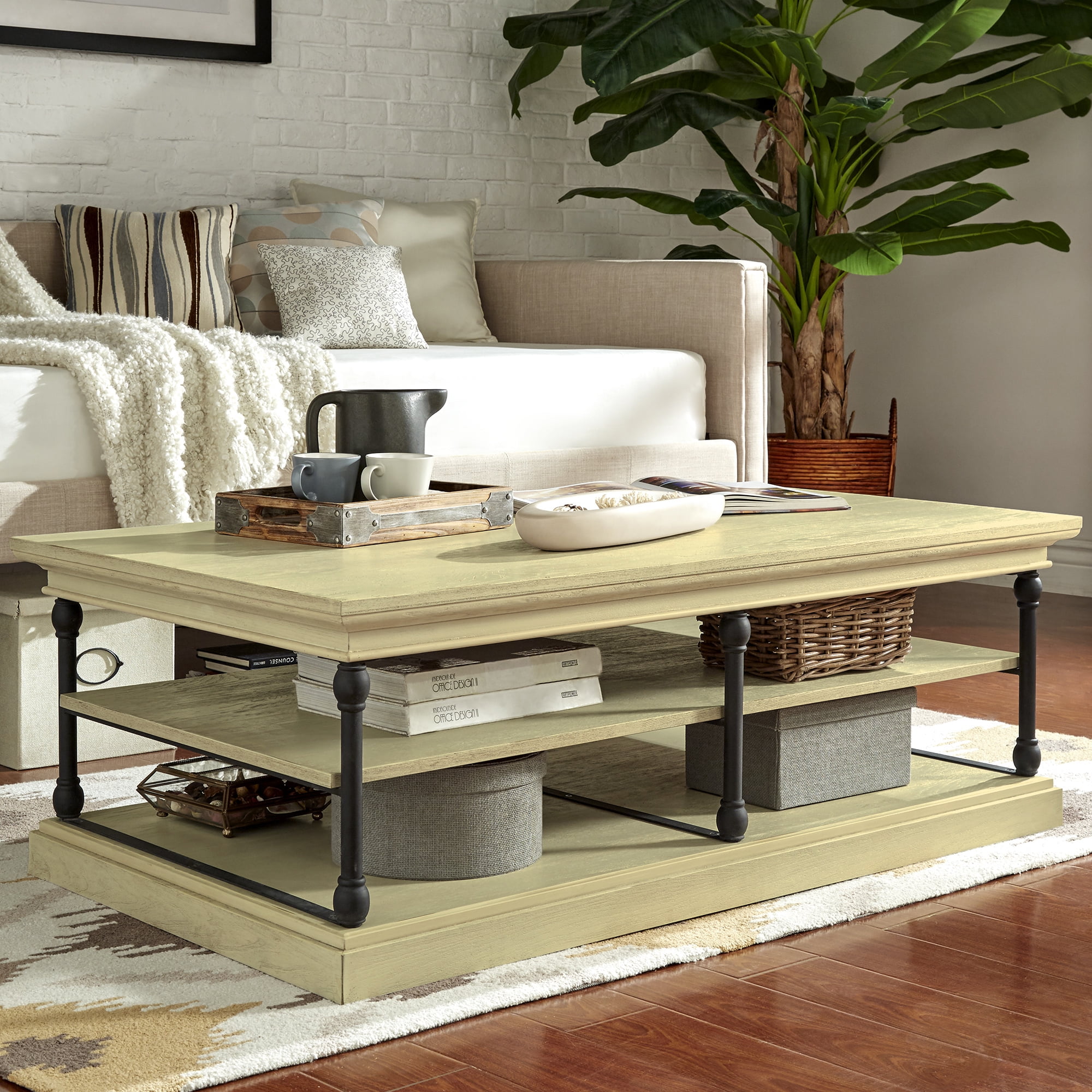 Free Shipping! Weston Home Cabana Ivory White Coffee Table with Storage ...
