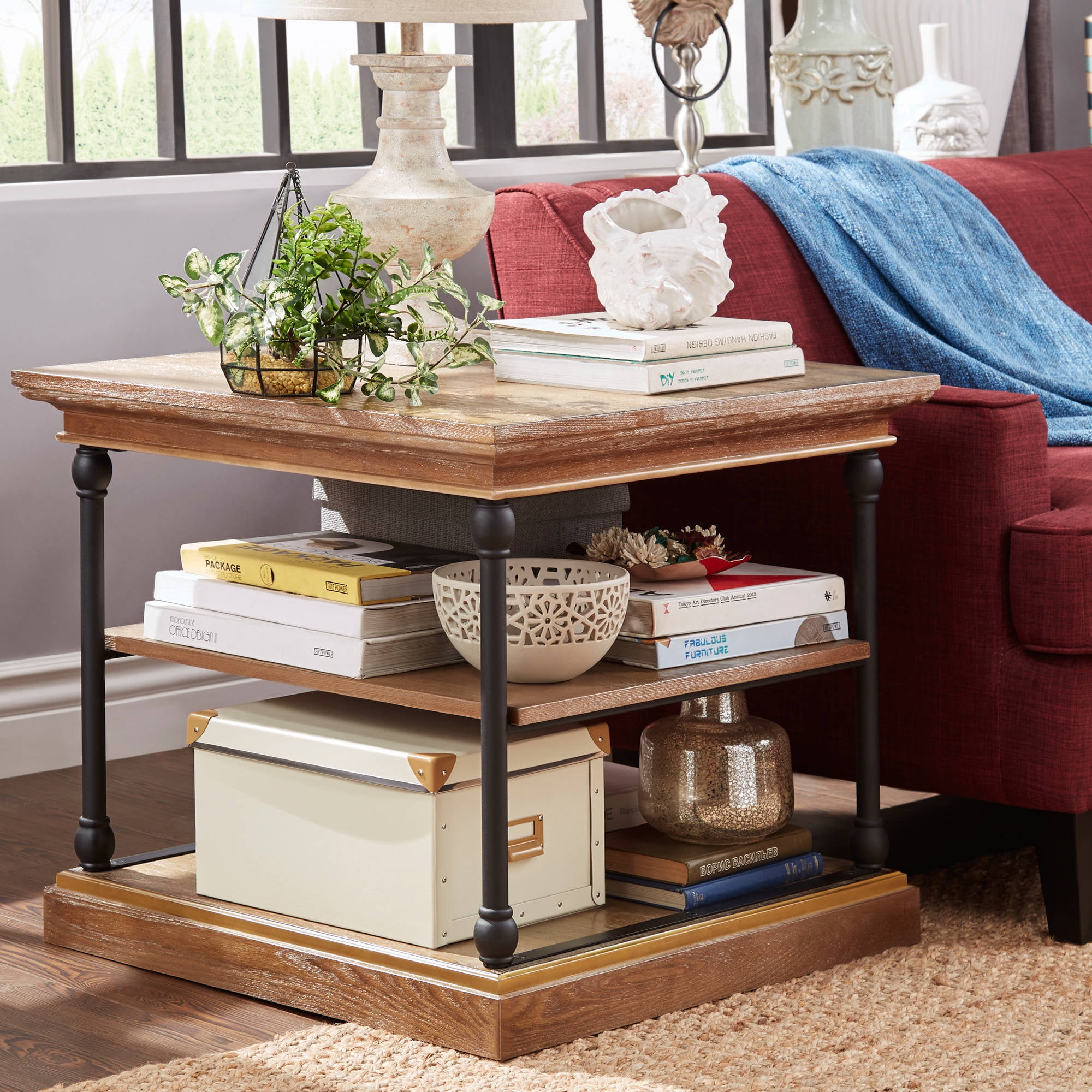 Weston Home Cabana Side Table, Brown/Black