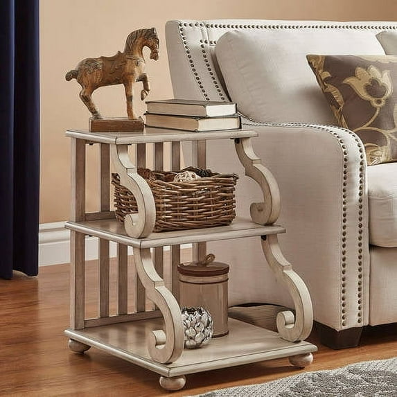 Weston Home Caden End Table, Antique White