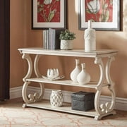 Weston Home Caden Wood Scrollwork Sofa Table, Antique White
