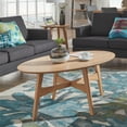 thumbnail image 1 of Weston Home Carole Modern Oval Wood Coffee Table, Natural Oak, 1 of 6