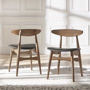 iNSPIRE Q Arne Mid-Century Modern Dark Walnut Finish Pvc Side Chair, Black Matte Set of 2