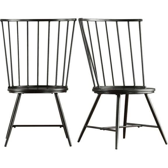 Weston Home Chelsea High Back Metal and Wood Dining Chair, Set of 2, Black