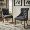 thumbnail image 1 of Weston Home Chelsea Lane Curved Back Linen Tufted Dining Chair, Set of 2, Dark Gray, 1 of 7