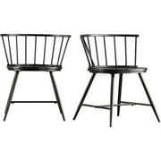 Weston Home Chelsea Low Back Metal and Wood Dining Chair, Set of 2, Black