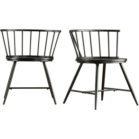 Weston Home Chelsea Low Back Metal and Wood Dining Chair, Set of 2, Black