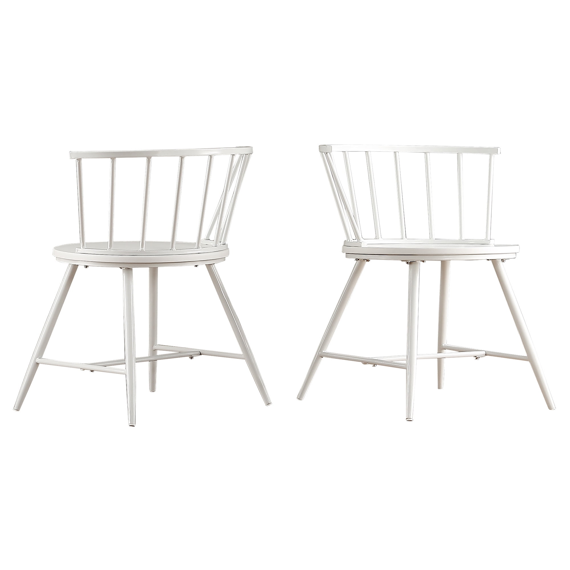 Weston Home Chelsea Low Back Metal and Wood Dining Chair, Set of 2, White