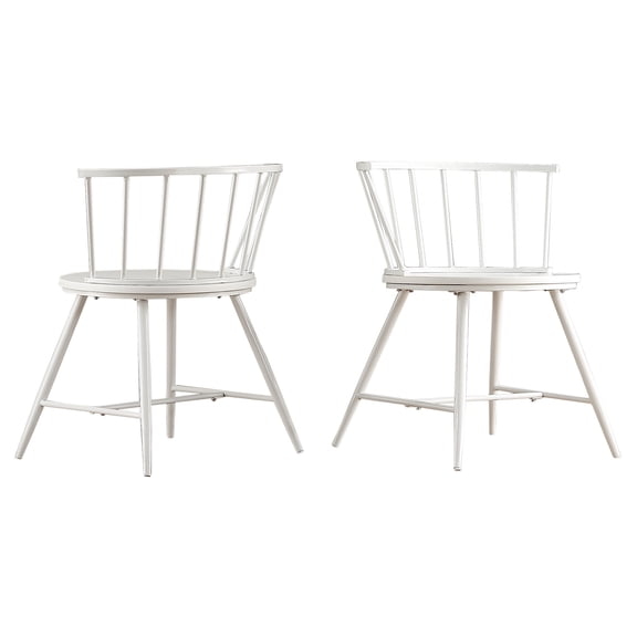 Weston Home Chelsea Low Back Metal and Wood Dining Chair, Set of 2, White