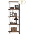 thumbnail image 1 of Weston Home Clayton 5 Shelf Narrow Wood and Metal Bookcase, Brown, 1 of 6