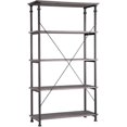 thumbnail image 1 of Weston Home Clayton 5 Shelf Wide Wood and Metal Bookcase, Grey Shelves, 1 of 2