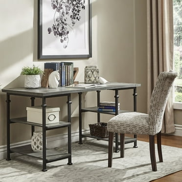 Weston Home Clayton Desk with 4 Shelves, Grey Finish