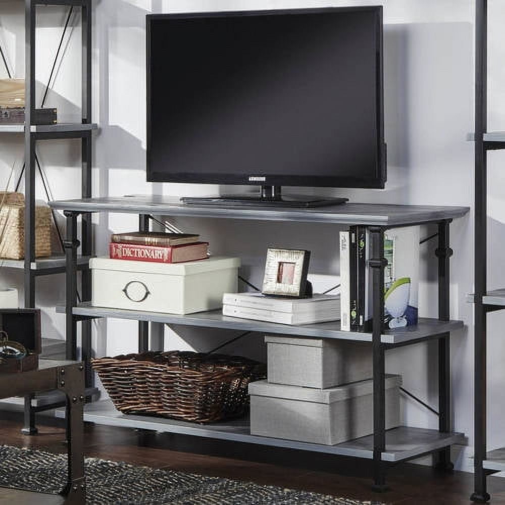 Weston Home Clayton Rustic Metal and Wood Console TV Stand, for TVs up to 48", Grey