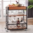 thumbnail image 1 of Weston Home Clayton Rustic Wood and Metal Bar Cart, Oak Finish, 1 of 8