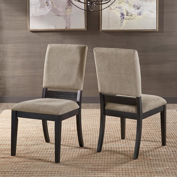 Weston Home Cuenca Black Finish Light Gray Linen Dining Chair, Set of 2