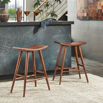 Weston Home Danville Solid Wood 24" Counter Stool, Set of 2, Oak Finish