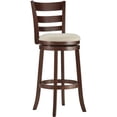 thumbnail image 1 of Weston Home Dark Cherry Ladder Back Swivel Bar Height Stool, Beige Linen, 1 of 2
