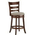 thumbnail image 1 of Weston Home Dark Cherry Ladder Back Swivel Counter Height Stool, Grey Linen, 1 of 2