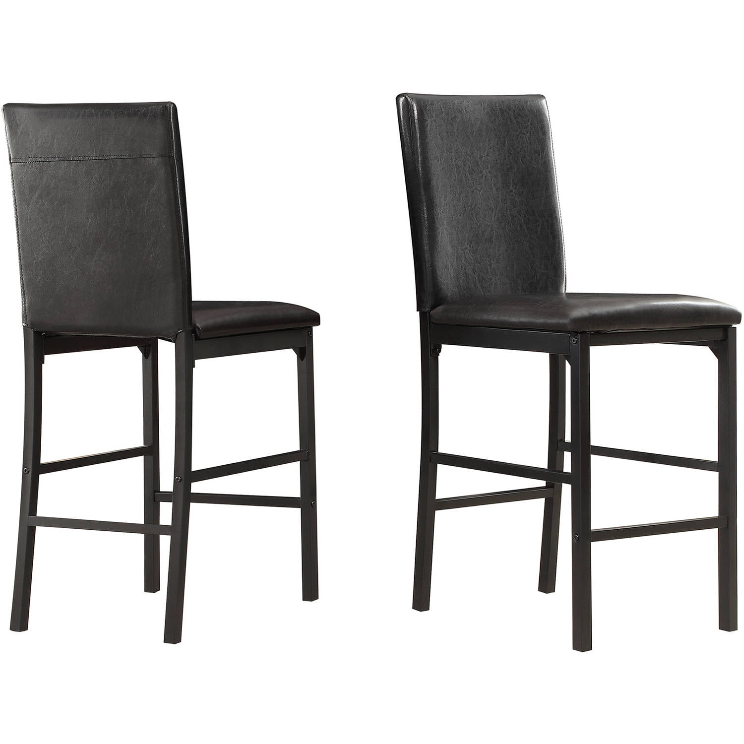 Weston Home Declan Faux Leather Metal Counter Height Chair, Dark Brown (Set of 4)