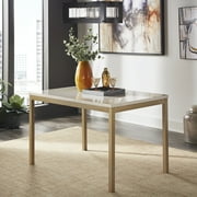 Weston Home Declan 48" Rectangle Faux Marble Dining Table, Gold/White