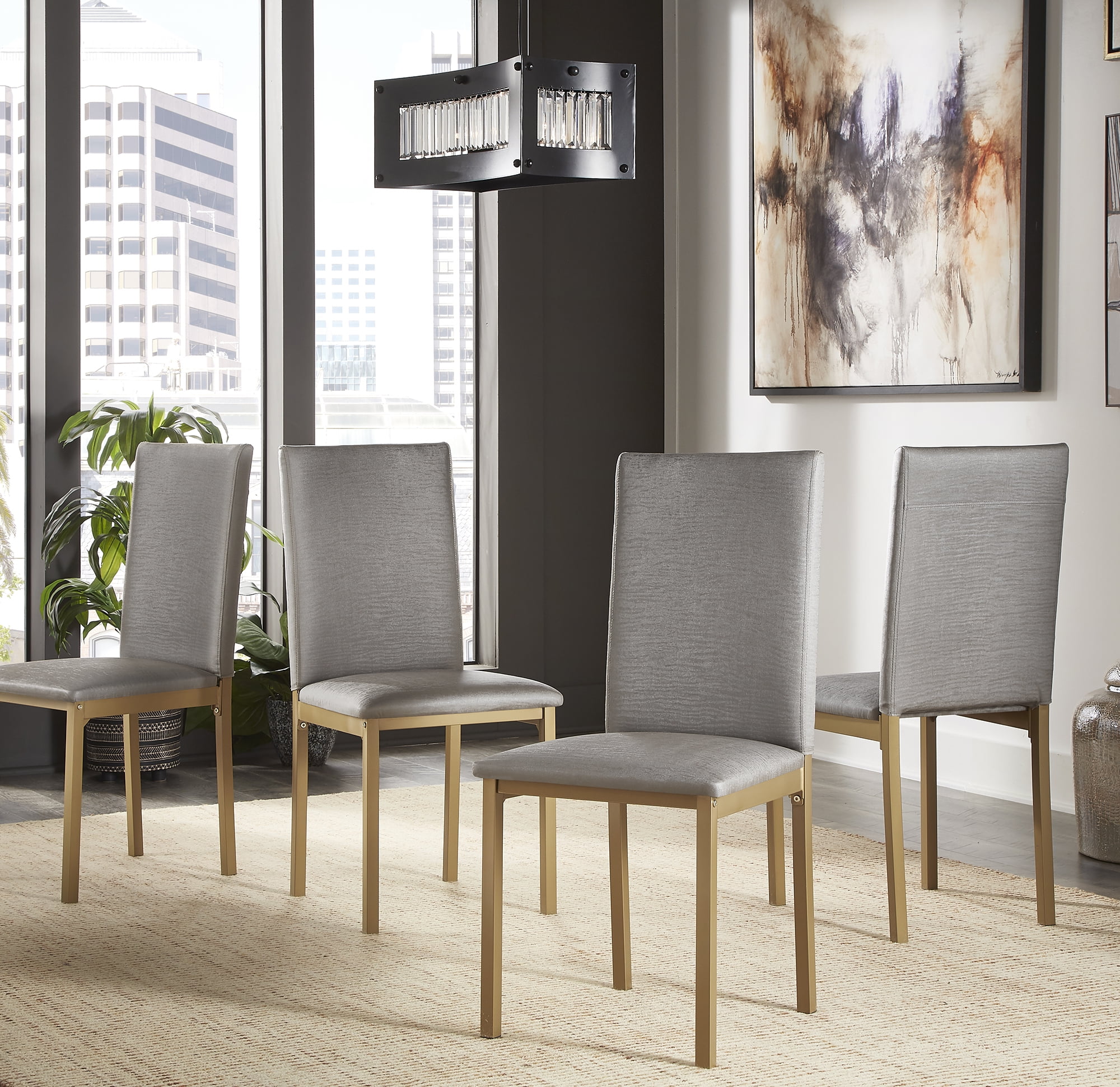 Weston Home Declan Gold Metal Frame Upholstered Grey Faux Leather