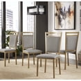 thumbnail image 1 of Weston Home Declan Gold Metal Frame Upholstered Grey Linen Dining Chairs, Set of 4, 1 of 8