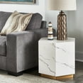 thumbnail image 1 of Weston Home Declan Hexagon Faux Marble End Table, White, 1 of 6