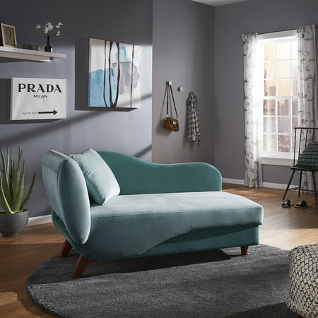 Weston Home Delaney Two-Tone Functional Chaise with 1 Pillow and Storage, Sea Green