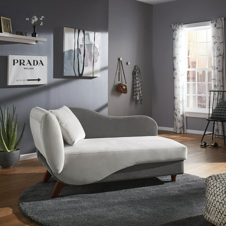 Weston Home Delaney Two-Tone Functional Chaise with 1 Pillow and Storage, Shades of Gray