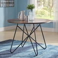 thumbnail image 1 of Weston Home Delong Walnut Finish 42-inch Round Dining Table with Black Iron Legs, 1 of 5