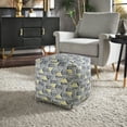 thumbnail image 1 of Weston Home Dinant Upholstered Square Pouf Ottoman, Multicolored Diamond Pattern Fabric, 1 of 5