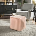 thumbnail image 1 of Weston Home Dinant Upholstered Square Pouf Ottoman, Pink Channel Furry Fabric, 1 of 5