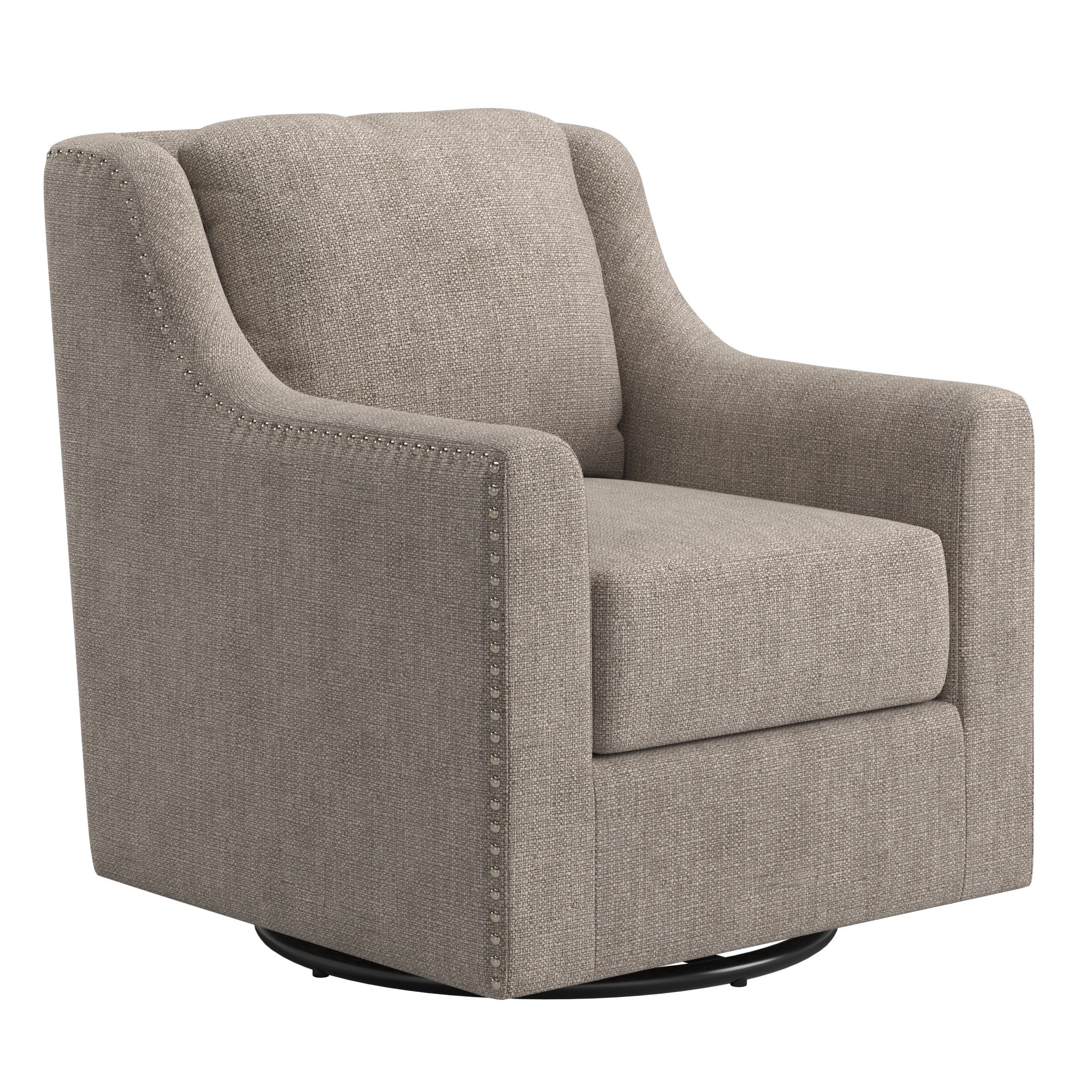 Weston Home Dovelle Nailhead Slope Arm Swivel Chair, Gray