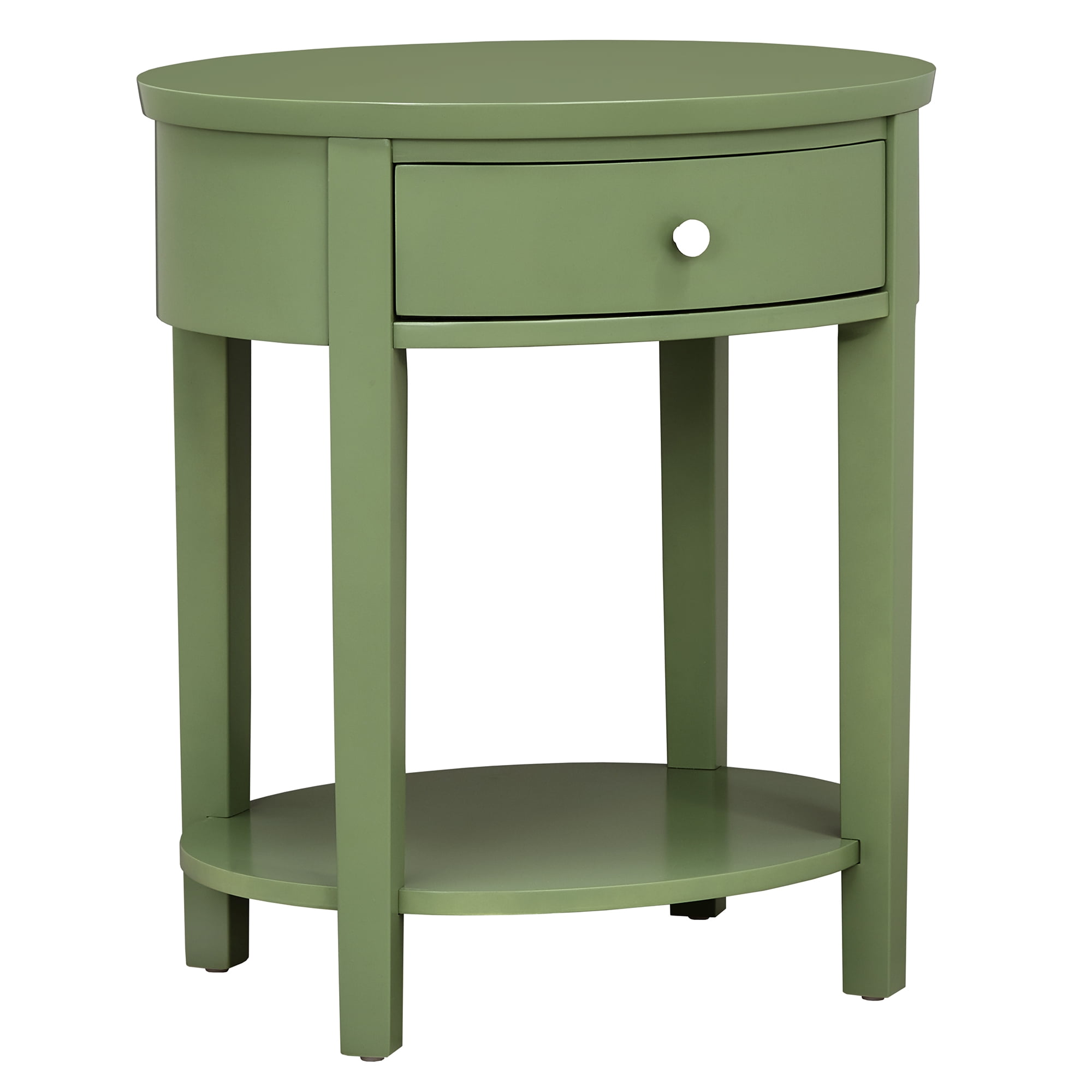 Weston Home Easley Circle End Table With Drawer And Lower Storage, Meadow Green