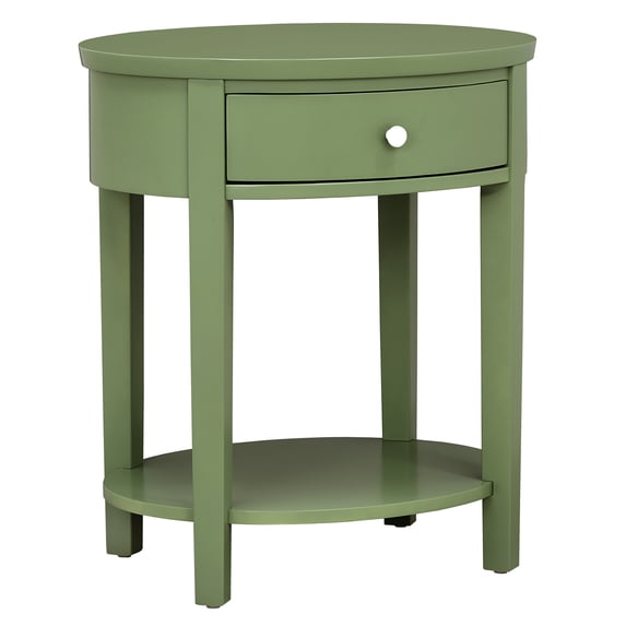 Weston Home Easley Circle End Table With Drawer And Lower Storage, Meadow Green