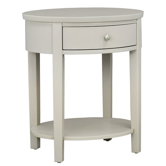 Weston Home Easley Circle End Table With Drawer And Lower Storage, Silver Birch