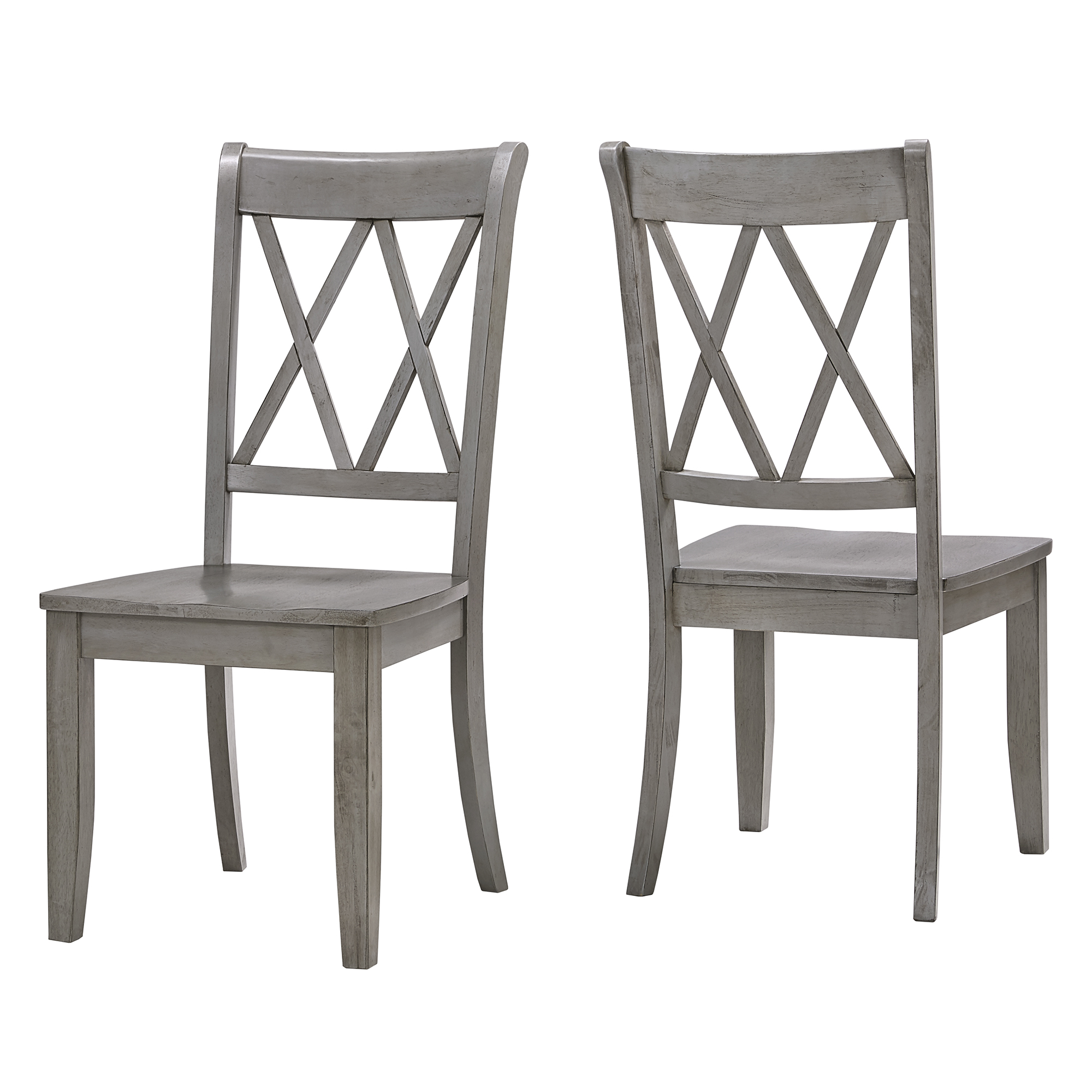 Weston Home Farmhouse Wood Dining Side Chair, Antique Grey (Set of 2)