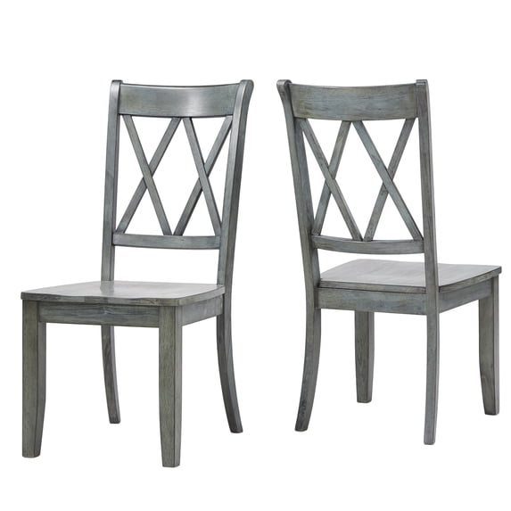 Weston Home Farmhouse Wood Dining Side Chair, Antique Sage (Set of 2)