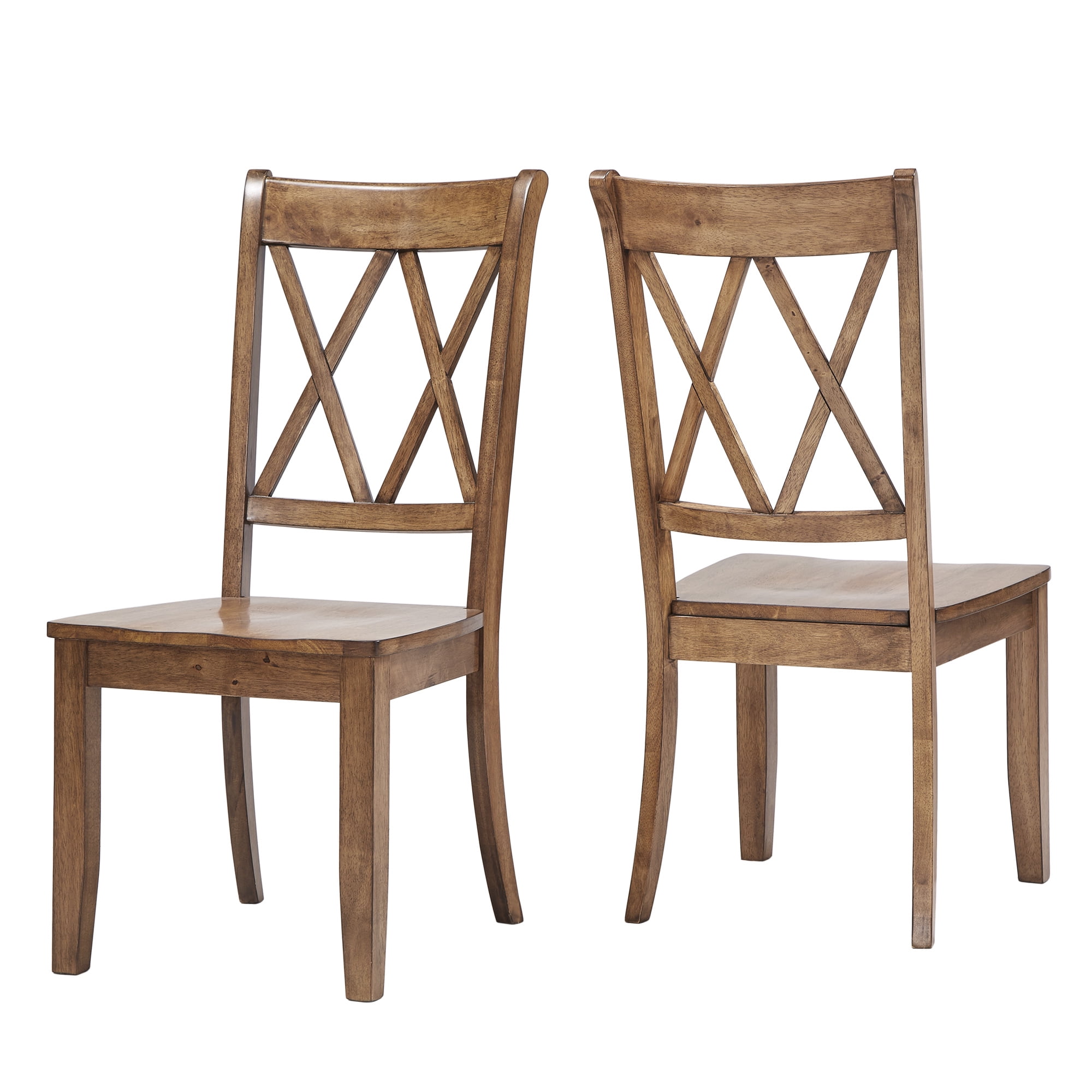 Weston Home Farmhouse Wood Dining Side Chair, Oak (Set of 2)