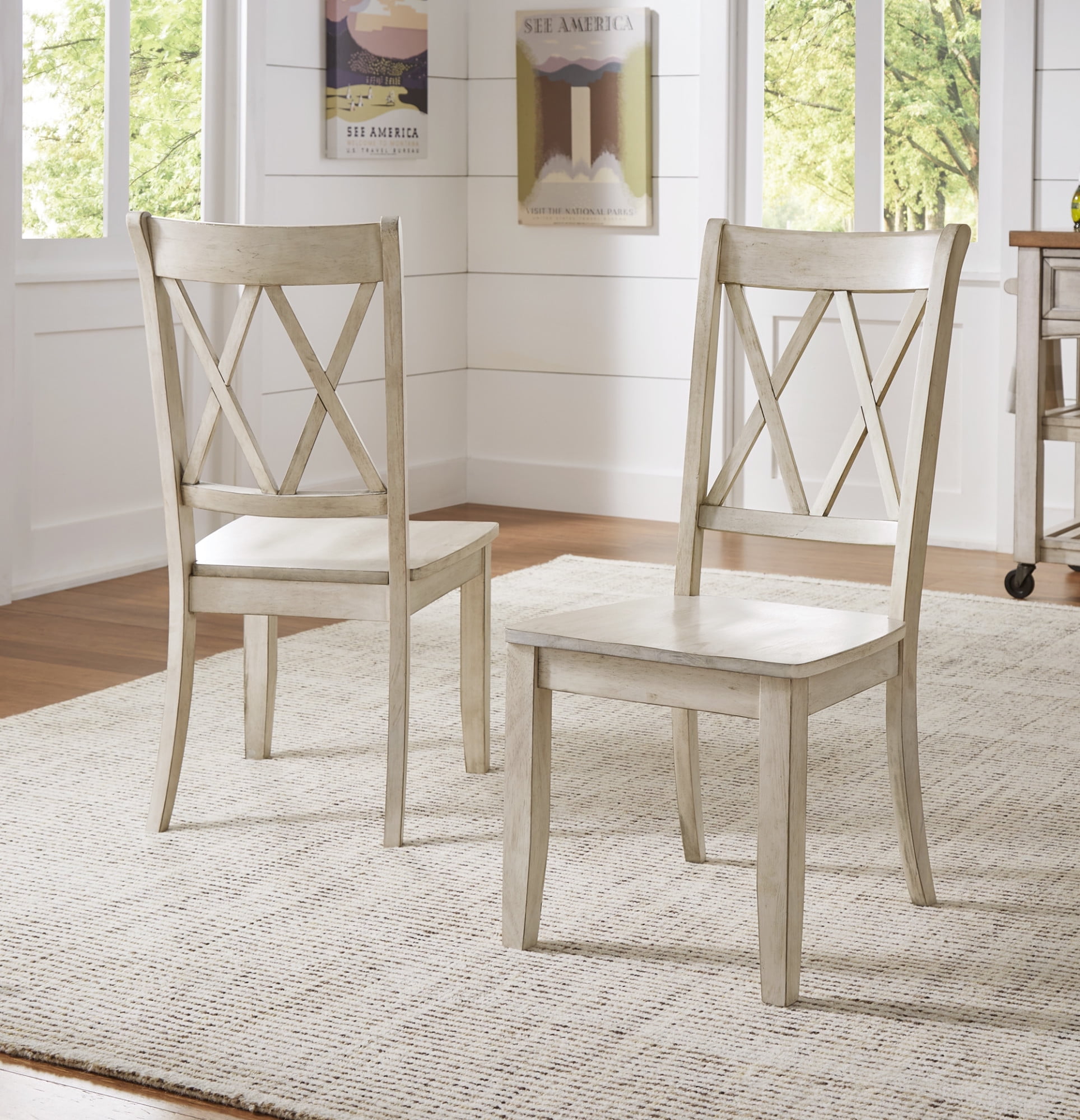 Weston Home Farmhouse Dining Chair Set of 2 White